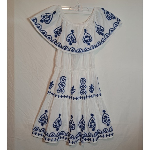 Anthropologie Me 2 Magic Womens Dress ‎ Small Embroidered BLUE/WHITE new Flower - Picture 1 of 9